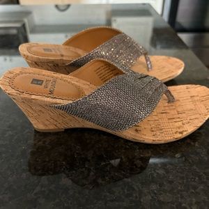 White mountain silver wedge sandals